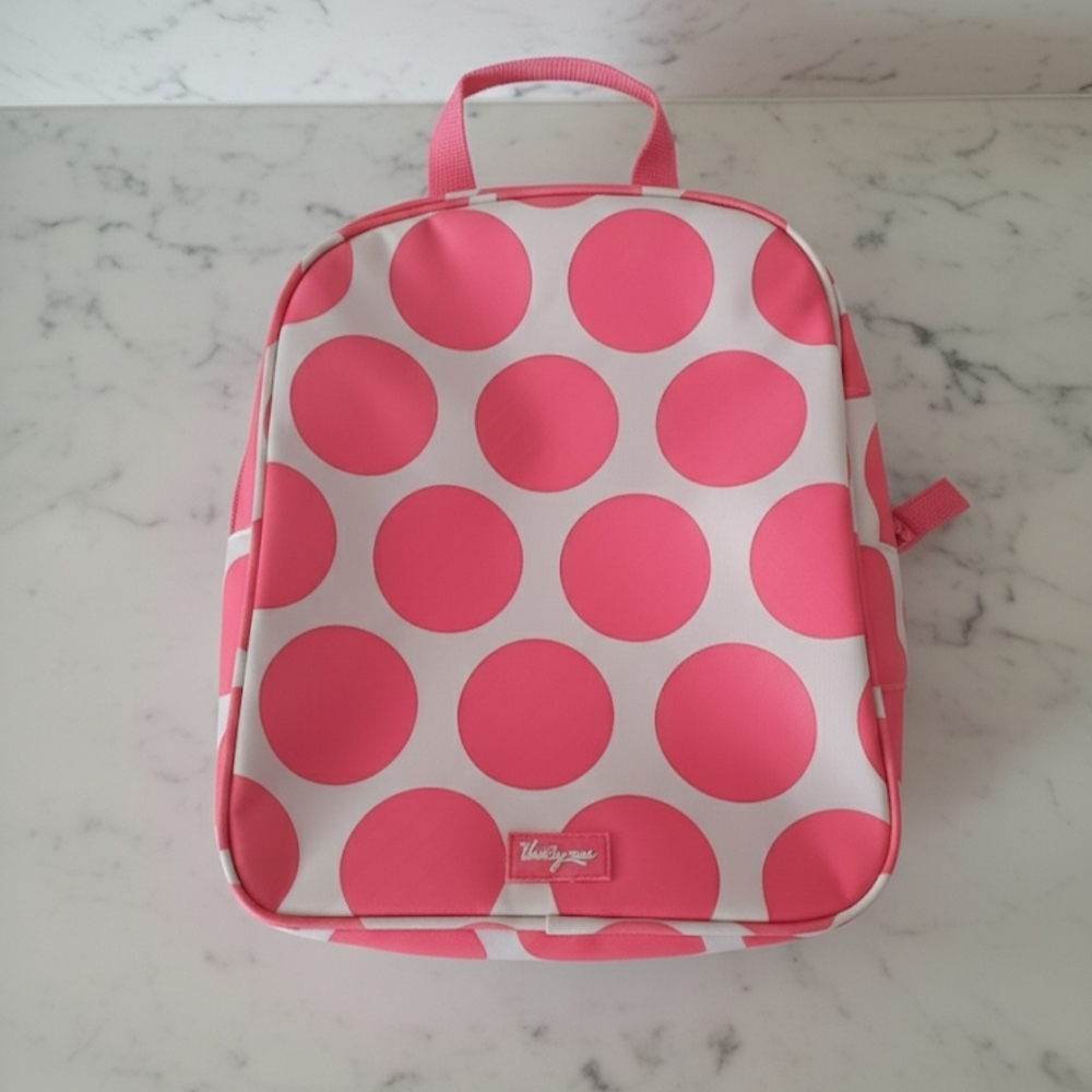 Thirty-One Pink and White Polka Dot Insulated Lunch Bag NWOT
